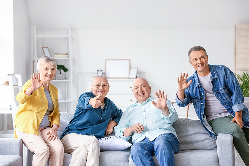 Senior people sitting on sofa